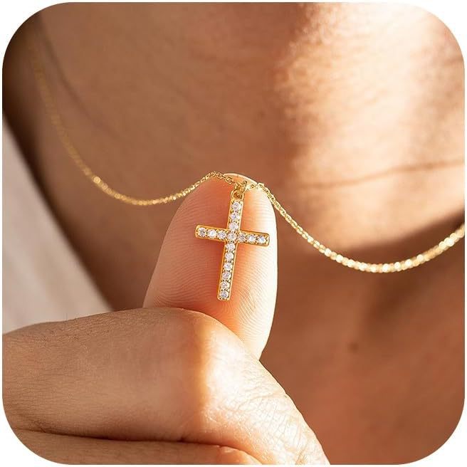 Wholesale Cross necklace, light luxury, niche design, fashionable and versatile, full diamond zircon necklace