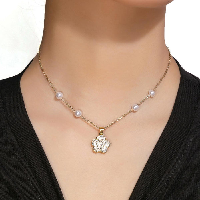 Wholesale Dopamine Colorful Stone Smiley Necklace Colorful Beaded Flower Sweet Cool Style Clavicle Chain Candy Love Pendant Female