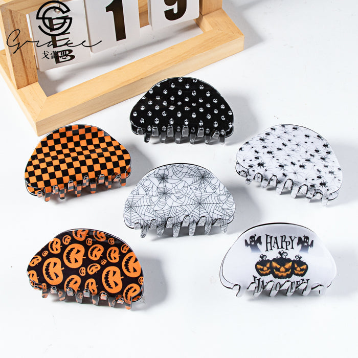 Wholesale Pumpkin Half Round Hair Claw Clip Trendy Decorative PVC Hair Accessory