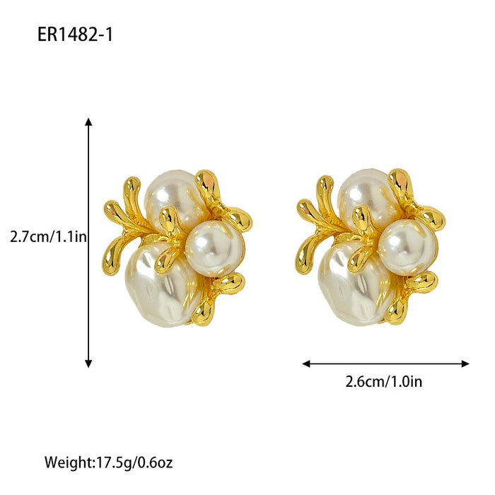Wholesale Pearl Flower Ear Stud Women's  Earrings s925 Silver Needle