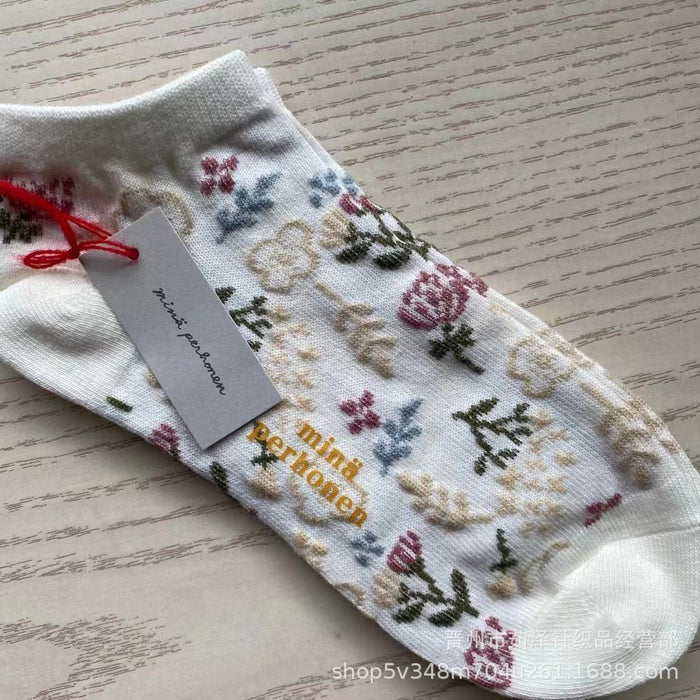 Wholesale Retro Art Flower Forest Series Low Top Boat Socks Short Socks