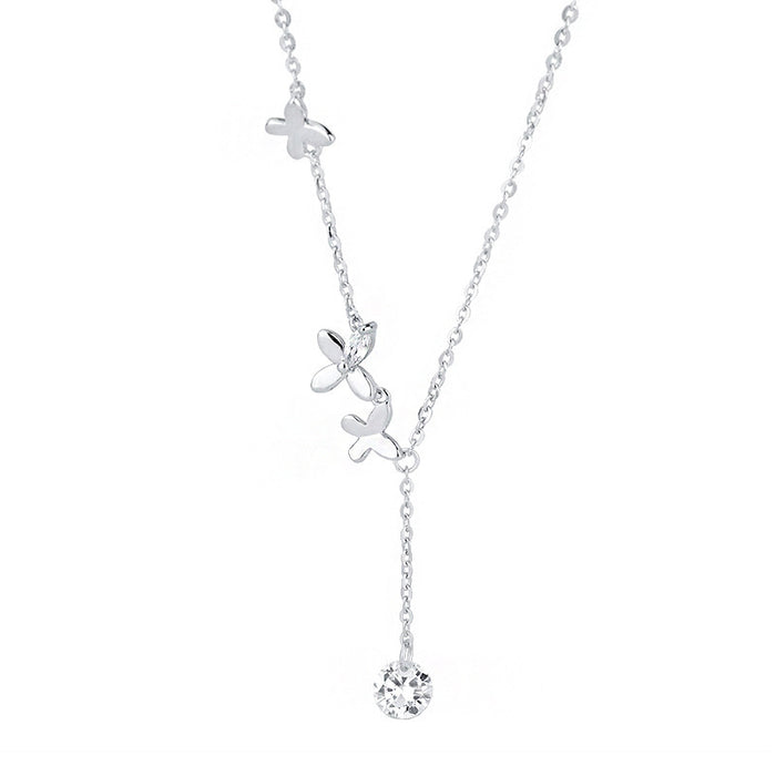 Wholesale  s999 sterling silver butterfly tassel adjustable necklace niche necklace silver jewelry necklace