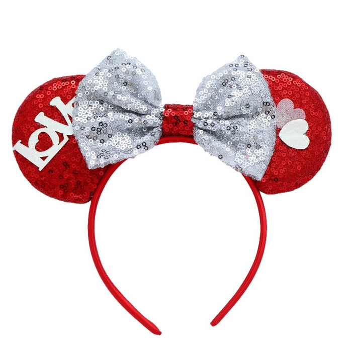 Wholesale Valentine's Day Sequin Bow Headband Cartoon Love Fabric Headband JDC-HD-MeiY009