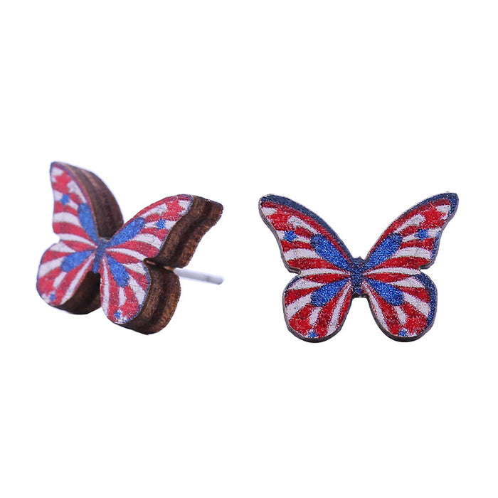 Wholesale American Independence Day Sunflower Butterfly Pentagram Eagle Various Wooden Earrings JDC-ES-ChouTteng019