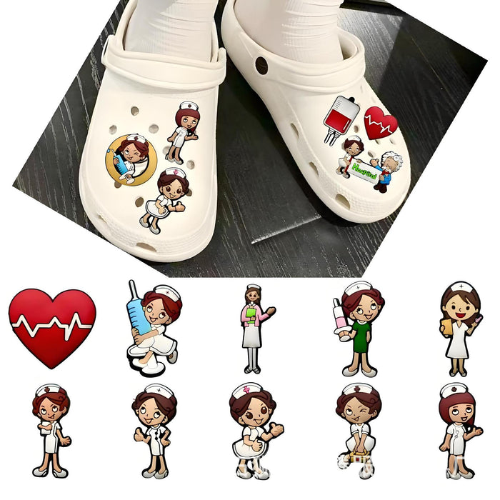 Wholesale 100pcs Medical Angel Cartoon Hole Shoes Decorative Buckle Shoe Flower Buckle Cute Hole Bag Accessories