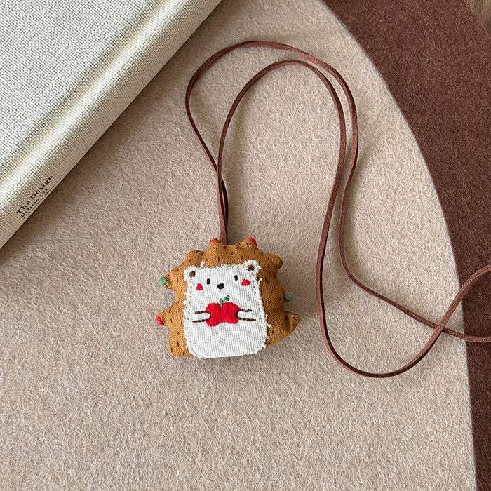 Wholesale Cute plush animal necklace, women's autumn and winter long style hanging neck sweater chain, sweatshirt chain