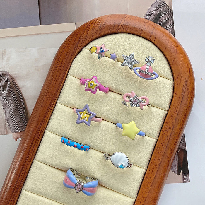 Wholesale Drip glazed star ring, niche design, index finger ring, fashionable and personalized ring