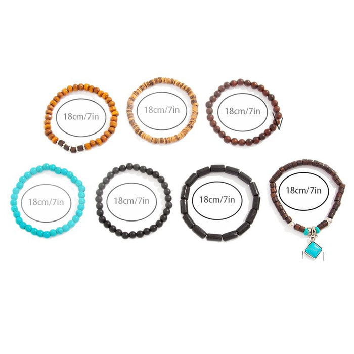 Wholesale Retro Multi-Layered Soft y Bracelet Cowboy Hat Bohemian Stacked Bracelet Bull Head Cactus Turquoise Bracelet