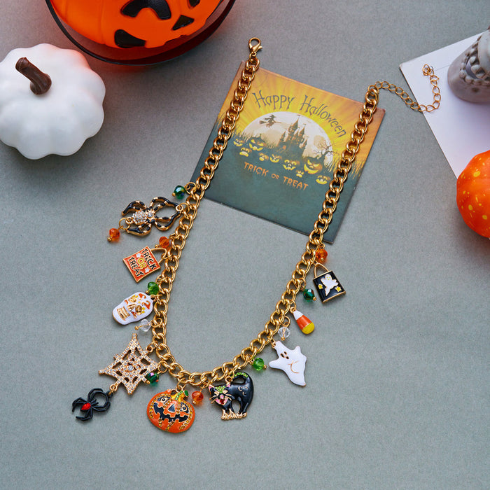 Wholesale Halloween Skeletons Ghost Pumpkin Necklace Trendy Party Jewelry