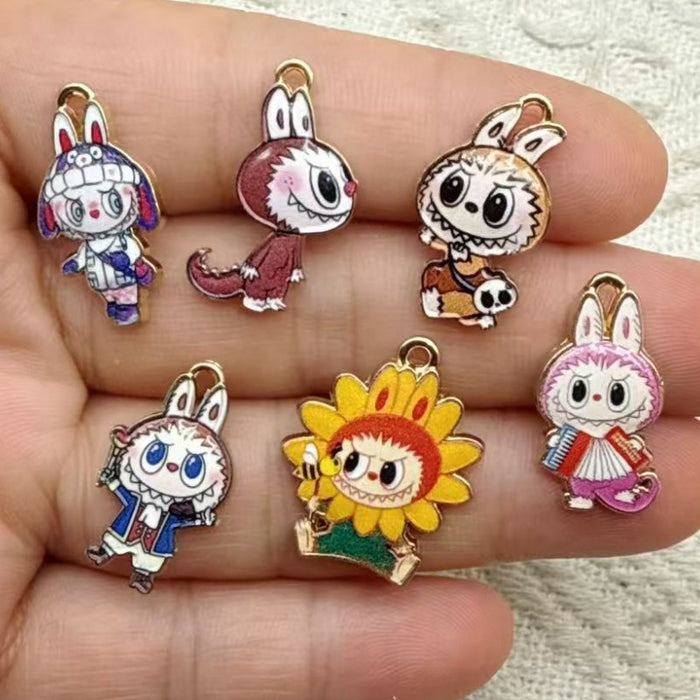 Wholesale 10pcs Cartoon Alloy Printed Oil Drip DIY Bracelet Keychain Pendant