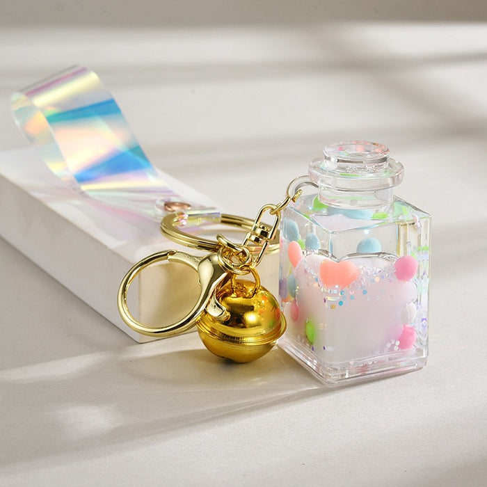Wholesale Acrylic Bead-Filled Oil Bottle Pendant Keychain