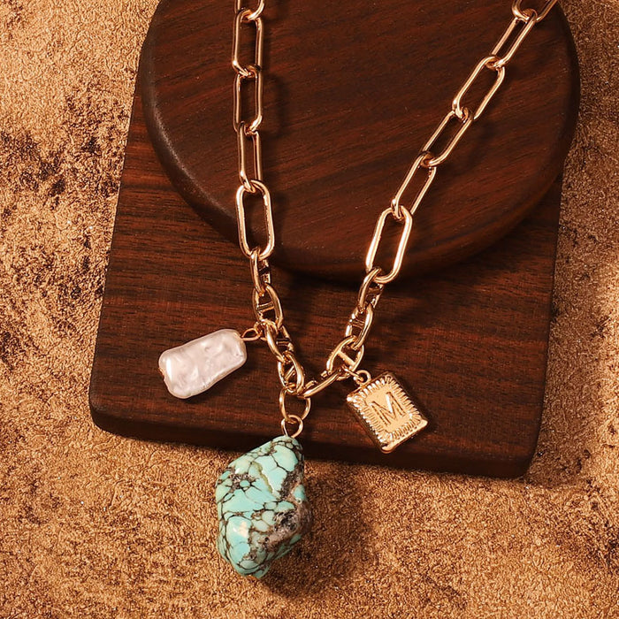 Wholesale turquoise pendant necklace personality temperament retro necklace for women