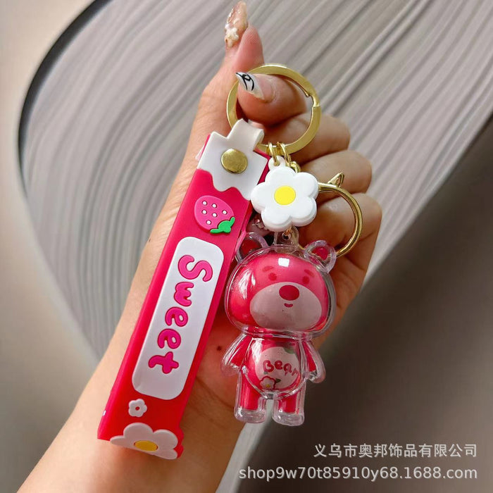 Wholesale 2PCS Creative Strawberry Bear Plastic Keychains JDC-KC-Aobang006