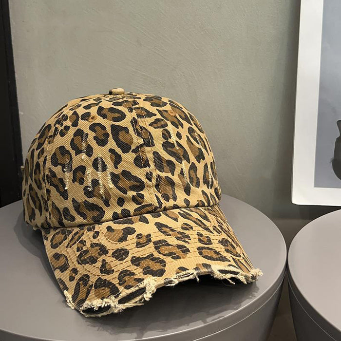 Wholesale Trendy and fashionable leopard print baseball hat with street personality, retro and vintage style, wide brimmed sun shading duckbill hat