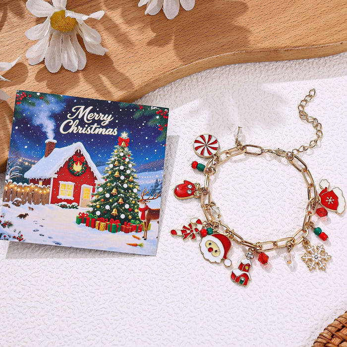 Wholesale Christmas Red and Green Acrylic Bracelet with Snowflake Bell Accessory