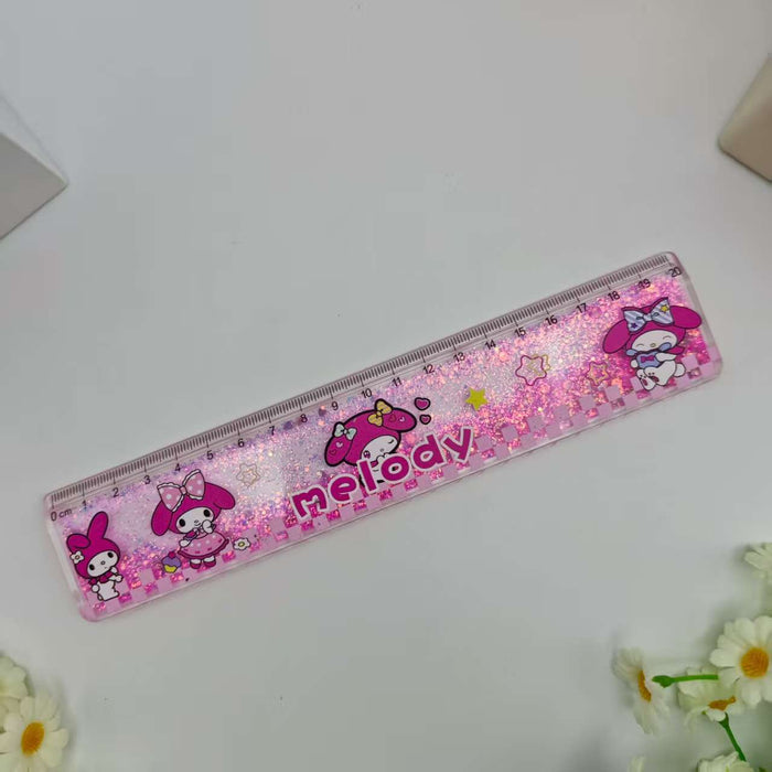 Wholesale Cartoon Quicksand Ruler Gold Powder Decompression Glitter Ruler Set