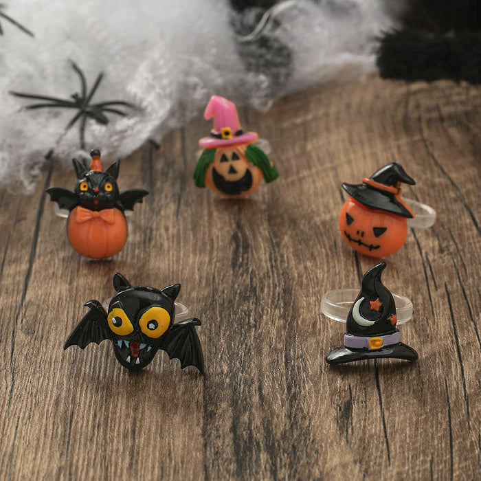 Wholesale Halloween Pumpkin Bat Ghost Shape Resin Ring JDC-RS-JunJie001