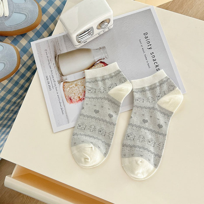Wholesale Retro floral fashionable combed cotton short socks