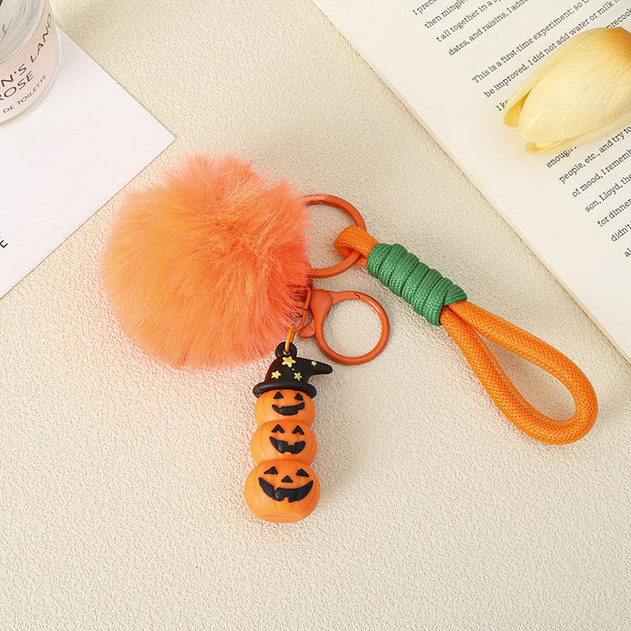Wholesale  Plush Monster Pumpkin Ghost Keychain Flexible Rubber Pendant