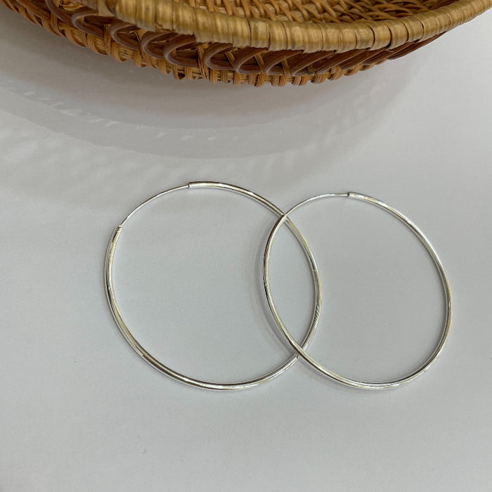 Wholesale  S925 sterling silver bold large circle plain ring earrings women's ear ring temperament ear ring earrings