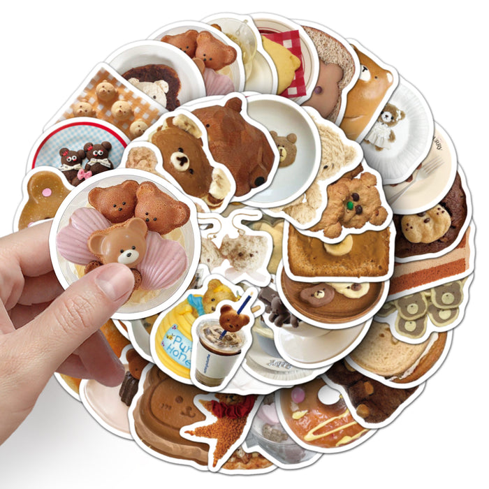 Wholesale 50pcs Bear graffiti stickers animal cartoon bread cute decoration mobile phone case flat creative stickers