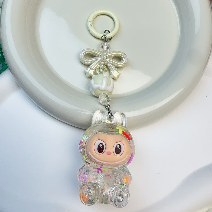 Wholesale Acrylic Cloth Quicksand Keychain Luminous Flash Cute Doll Bag Pendant Gift Keychain