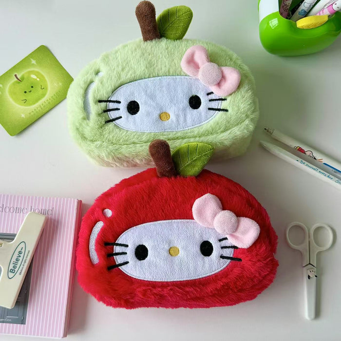 Wholesale Plush Apple Cat Pencil Bags