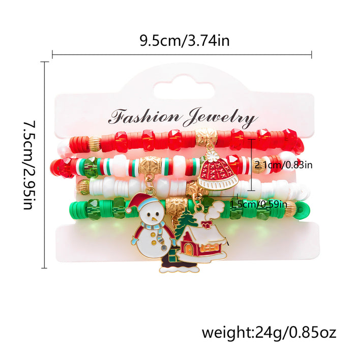 Wholesale Colorful Woven Polymer Clay Bracelet Christmas Set