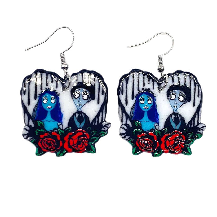 Wholesale Acrylic Earrings Ghost Bride Zombie Couple Earrings Valentine' s Day  Earrings Jewelry