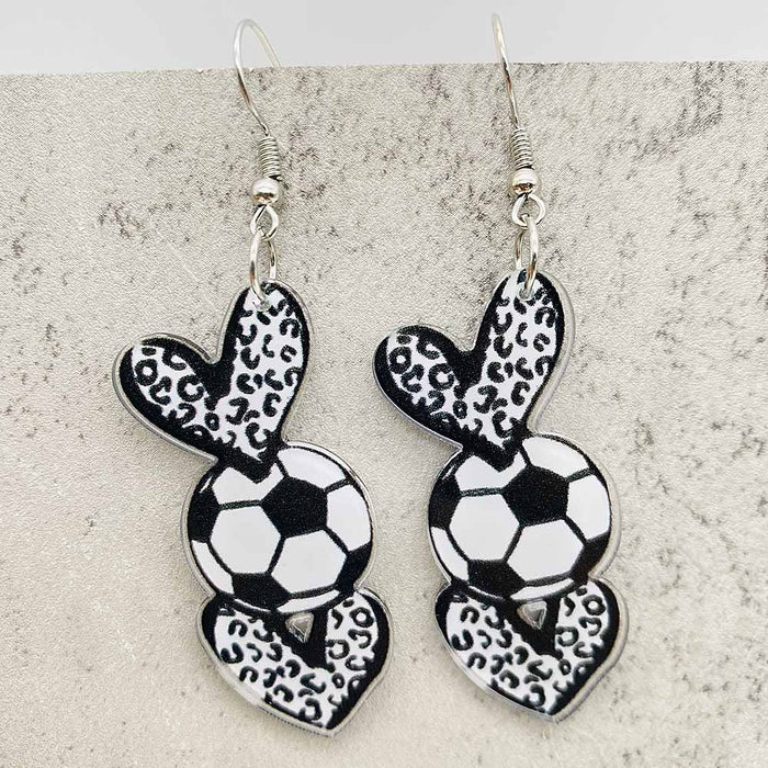 Wholesale New acrylic earrings with heart-shaped printed earrings and sports earrings