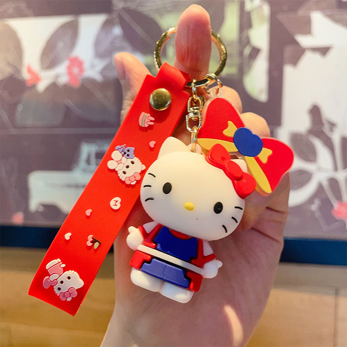 Wholesale Keychain Cartoon Animation PVC Doll Cat Bag Pendant Car Key Ring Creative Gift