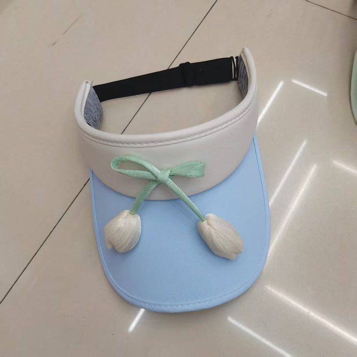 Wholesale Butterfly knot color blocked empty top sun hat, new casual versatile sun protection and UV protection sun hat