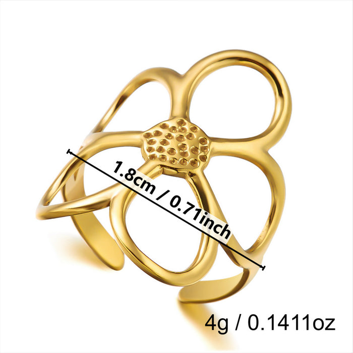 Wholesale Flower Sun Spiral Stainless Steel Open Ring Chic Fashion Jewelry Accessory