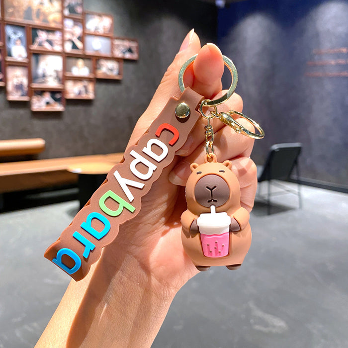 Wholesale Stylish Cartoon Capybara Keychain Car Key Accessory PVC Resale Gift MOQ≥2