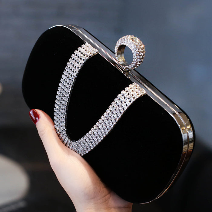 Wholesale Velvet Diamond Evening Bag Handbag JDC-HB-YiX022