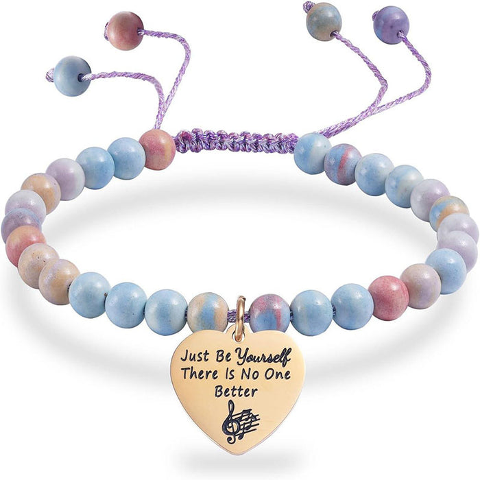 Wholesale Trendy Heart Shaped Rainbow Stone Bracelet Stainless Steel Fashion Accessory MOQ≥2