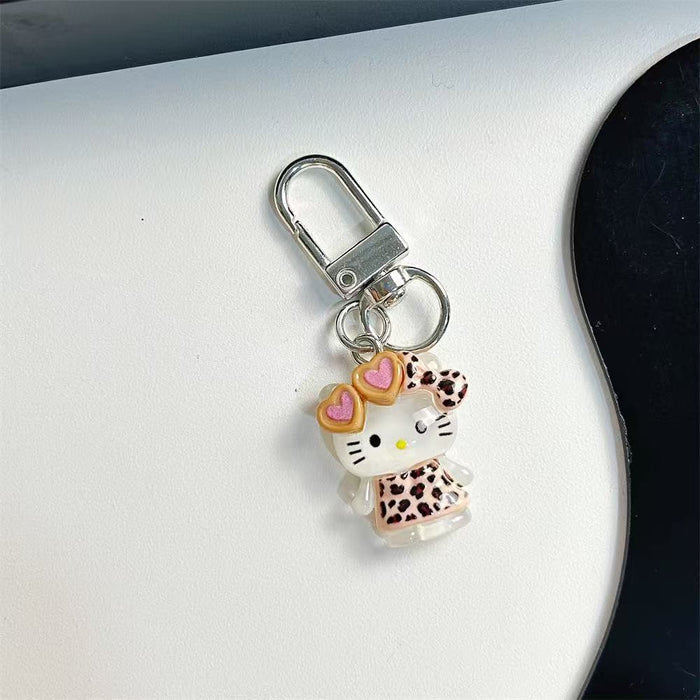 Wholesale Translucent Leopard Print Keychain Silver School Bag Pendant