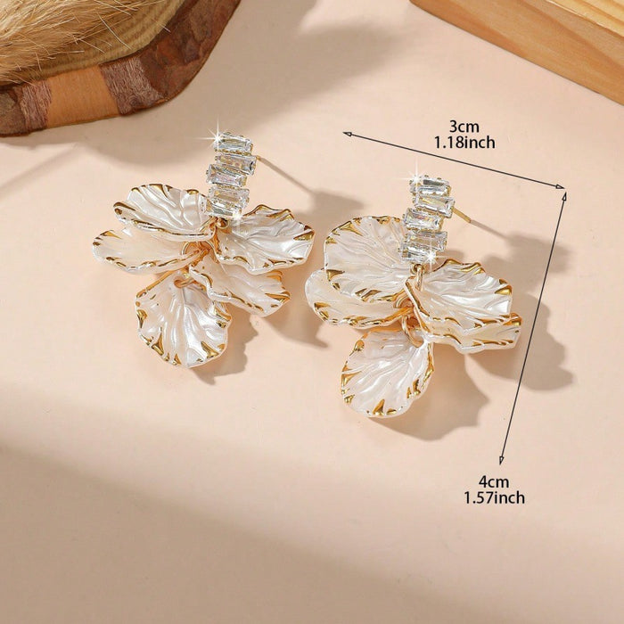 Wholesale Flower Tassel Zircon Earrings Copper Fashion Accessory MOQ≥2