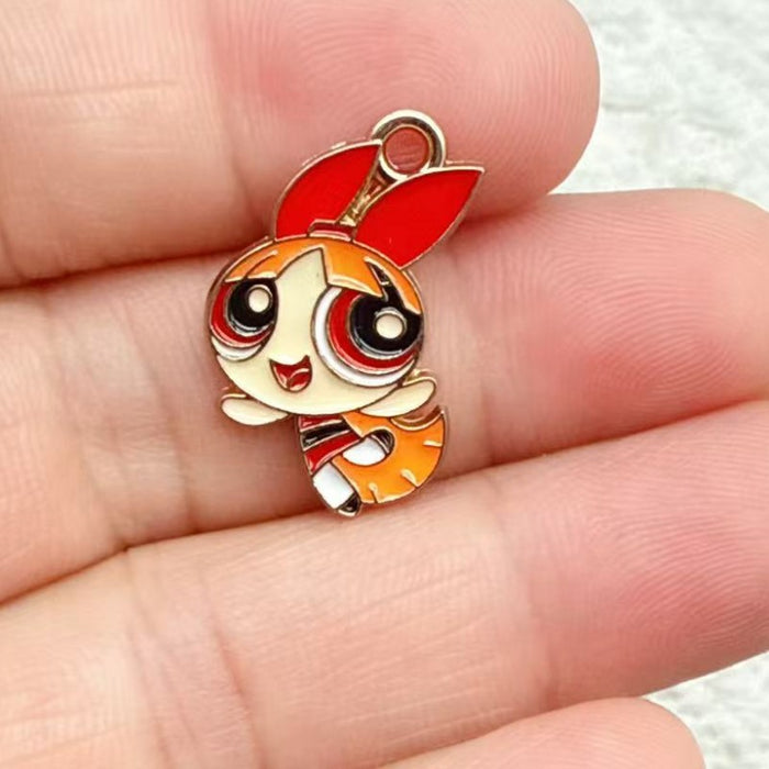 Wholesale 10pcs DIY Cartoon Cute Girl Alloy Resin Jewelry Pendant Necklace Earrings