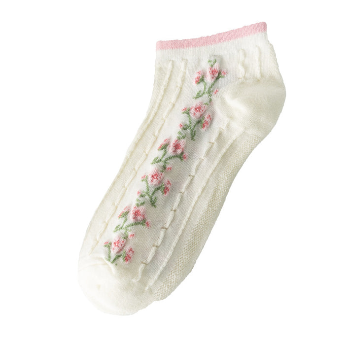 Wholesale Small flower socks, short socks, cute low cut boat socks, thin version