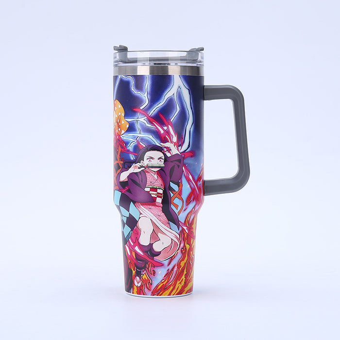Wholesale Stainless Steel Tumbler Double-layer Straw Thermos Cup with Handle JDC-CUP-JiePai003