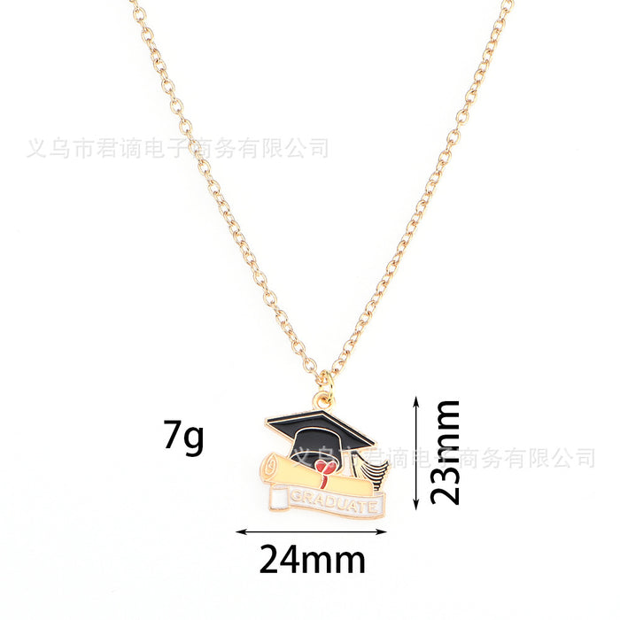 Wholesale jewelry bachelor hat necklace alloy oil drop niche clavicle chain