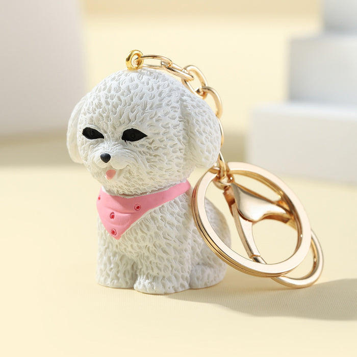Wholesale 3D Cute Cartoon Puppy Resin Keychain JDC-KC-RongRui048