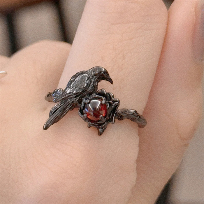 Wholesale  Dark Style Crow Ring Women's Black  Opening Adjustable Niche Finger Ring