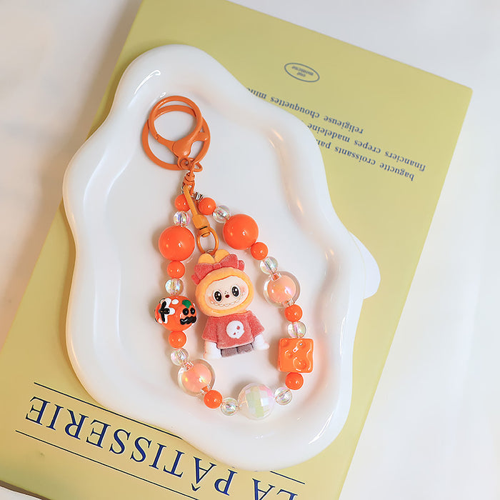 Wholesale Flocking Variable  Keychain Doll Pendant Cute Silicone Cute Blind Box Bag Bead Chain Pendant Accessories