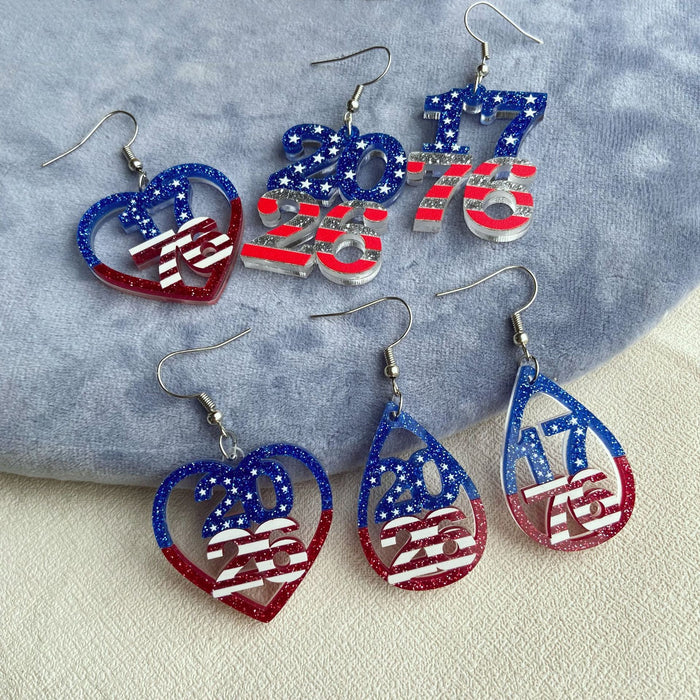 Wholesale Acrylic Heart-Shaped Teardrop Number Double-Layer Earrings