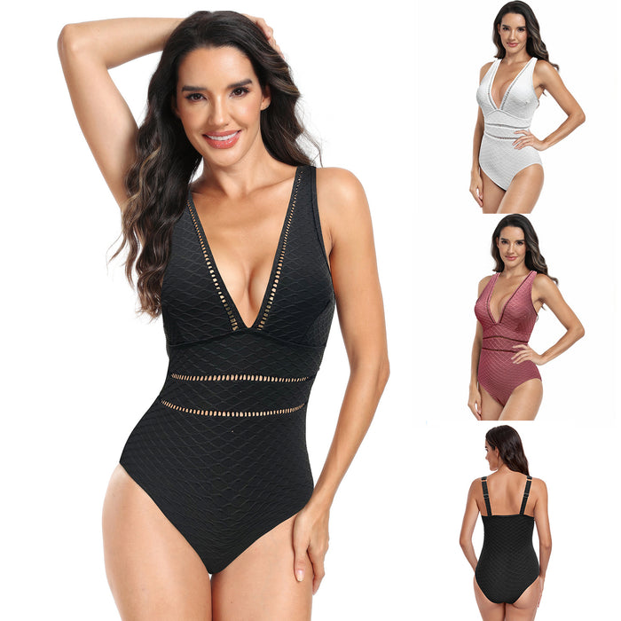 Wholesale Hollow Sexy Solid Color One-piece Swimsuit JDC-SW-XinYT001