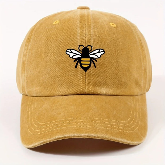 Wholesale Washed Distressed Cartoon Bee Print Baseball Cap Everyday Casual Fashion Accessory