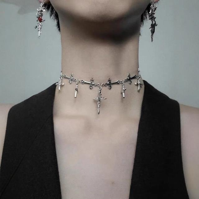 Wholesale Cross R Gothic necklace with a cool and crisp punk original collarbone chain