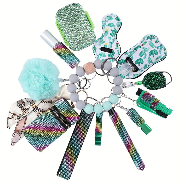 Wholesale Multifunctional Fur Ball Diamond Keychain 13-piece Set JDC-KC-TouMS059